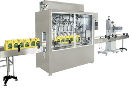 1-5升桶裝潤(rùn)滑油灌裝機(jī)灌裝潤(rùn)滑油流程展示